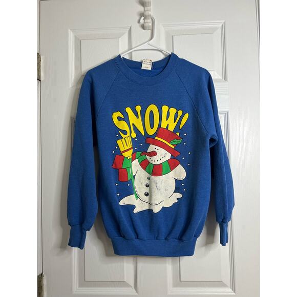 Vintage Fruit of the Loom Snowman Winter Crewneck Sweatshirt Sz: Medium - Picture 1 of 4